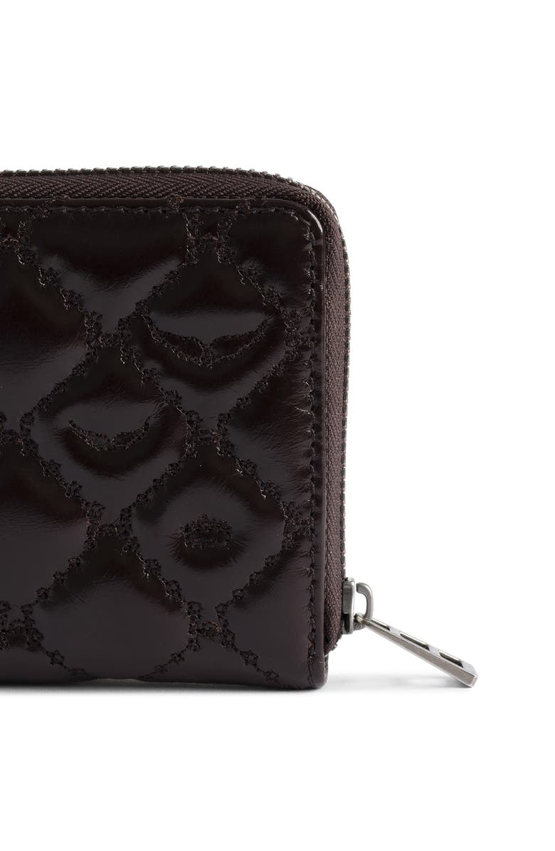 Zadig & Voltaire Mini Vintage Monogram Quilted Leather Zip Around Card Case, Alternate, color, Brownie