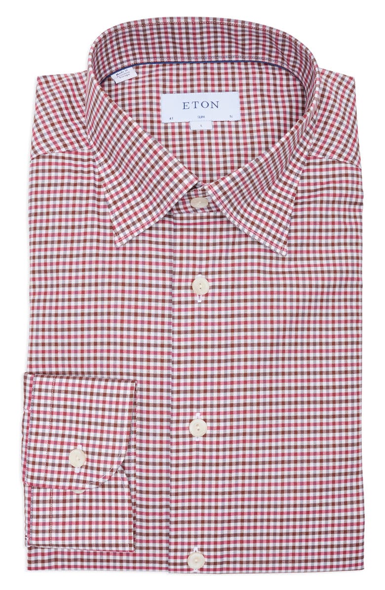 Eton Slim Fit Gingham Cotton & Lyocell Dress Shirt, Alternate, color, 