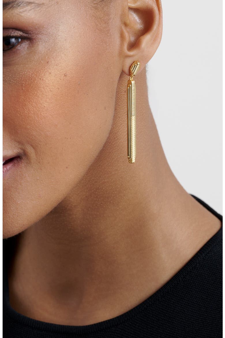 Devany Deco Groove Drop Earrings, Alternate, color, GOLD TONE