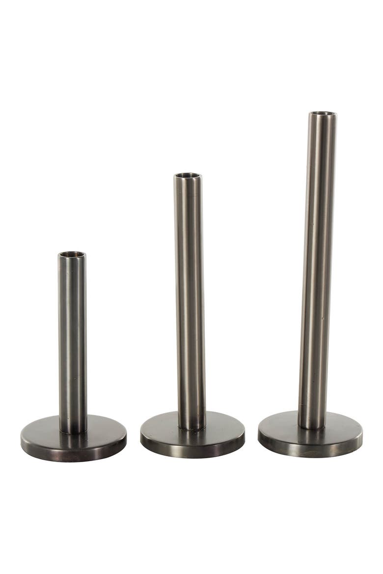 Set of 3 Taper Candleholders, Alternate, color, SILVER