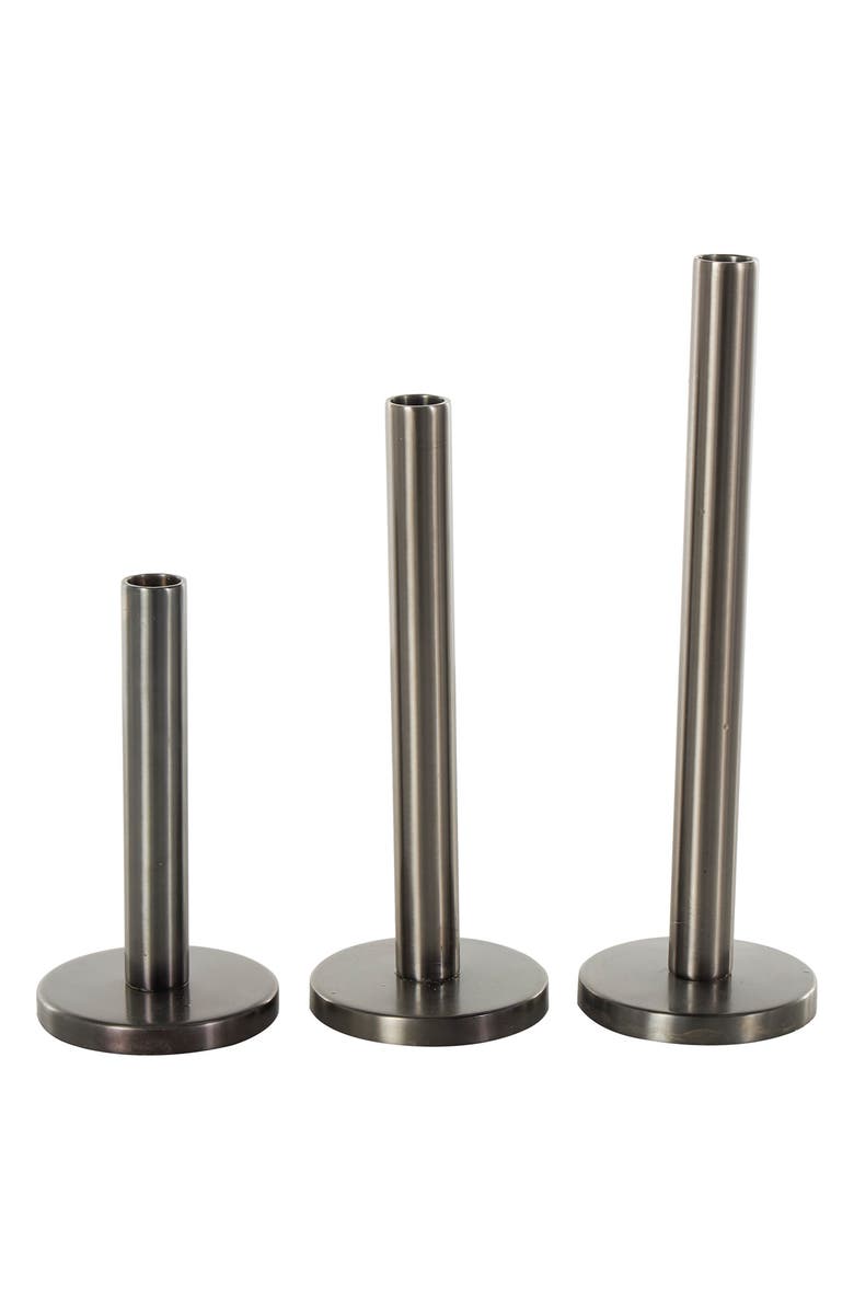 VIVIAN LUNE HOME Set of 3 Taper Candleholders, Alternate, color, Silver