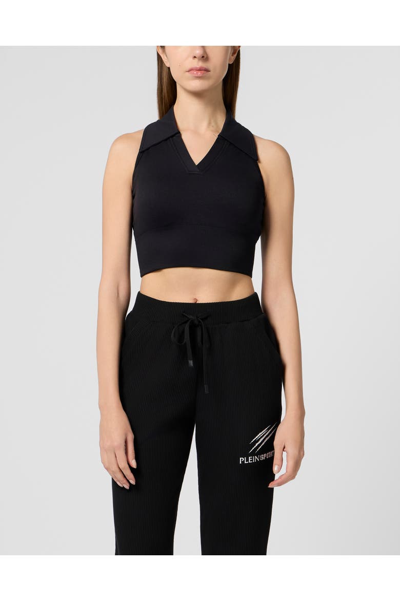 Polo Neck Cropped Top Ps Women, Main, color, black