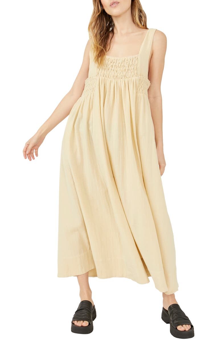 Free People free-est Delphine Smocked Cotton Midi Dress, Main, color, 