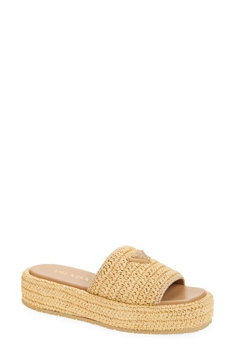 Raffia Flatform Slide Sandal (Women)