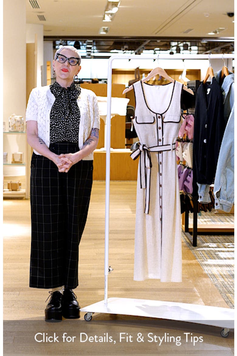 Contrast Piping Button-Up Dress video