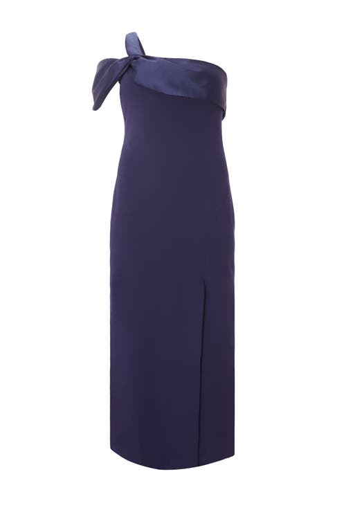 Quiz Plus Size One Shoulder Satin/scuba Crepe Maxi Dress