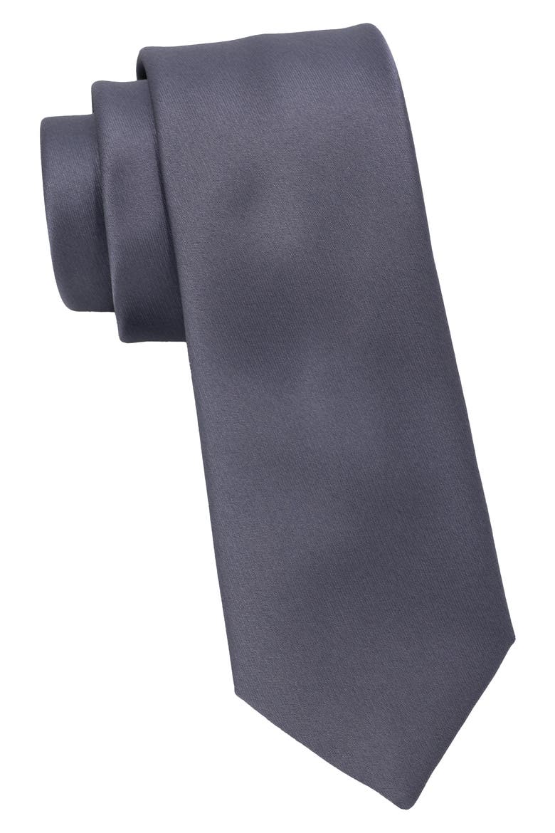 Satin Tie, Main, color, CHARCOAL