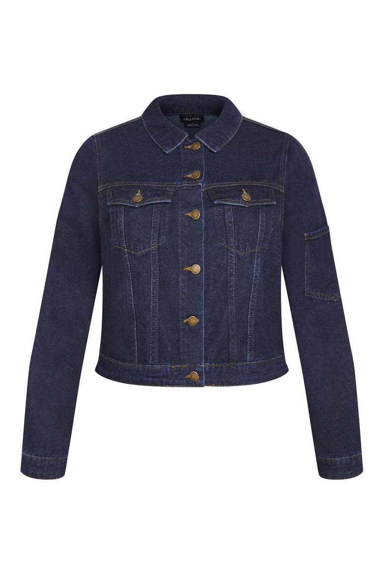 Jojo Denim Jacket, Alternate, color, DARK DENIM