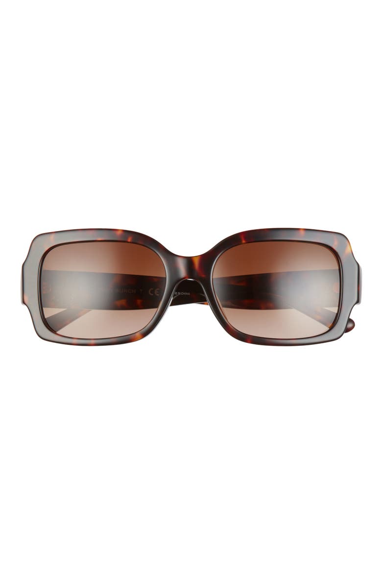 55mm Rectangle Sunglasses, Main, color, DARK TORTOISE