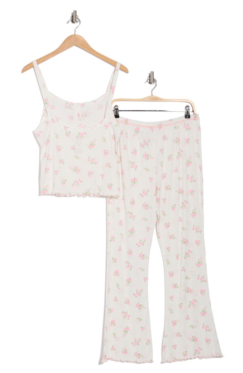 JACLYN Ribbed Long Pajamas, Alternate, color, Rococo Floatrose