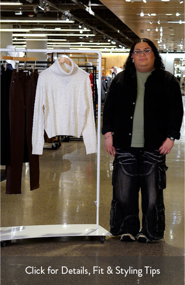 Twisted Cable Knit Donegal Turtleneck Sweater, sales video thumbnail