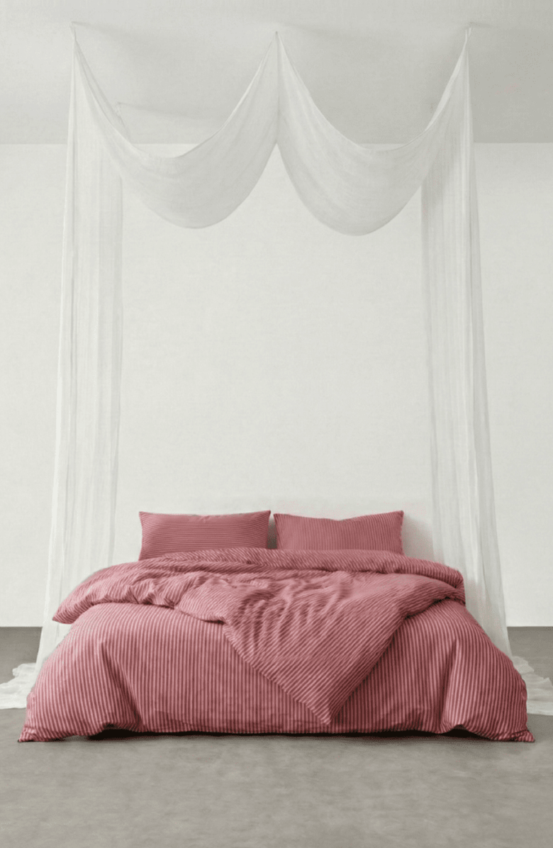 Ever Lasting Thin Striped Duvet Cover, Alternate, color, Red Striped