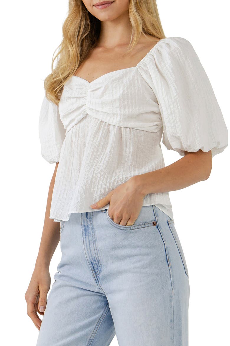 Textured Tie Back Top, Alternate, color, WHITE