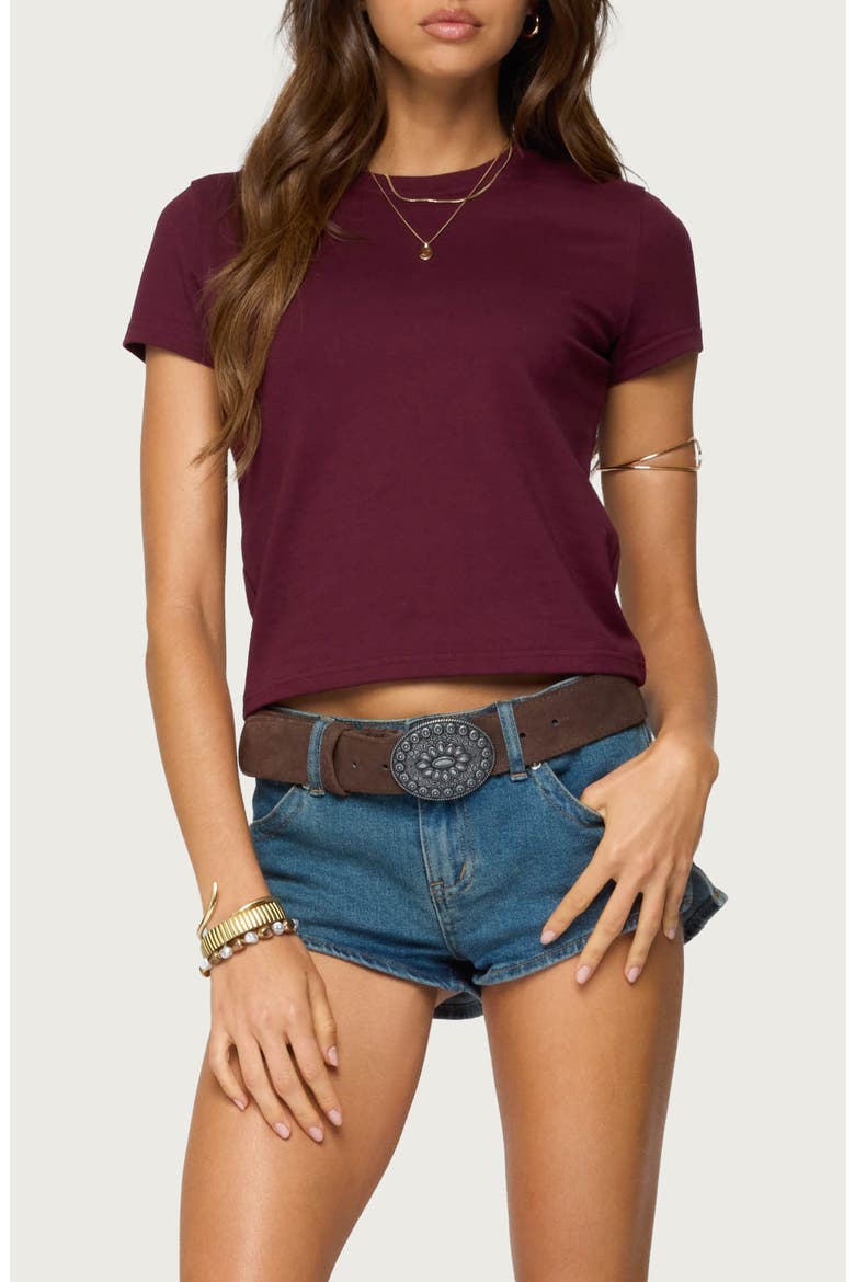 Natalie Stretch Cotton T-Shirt, Main, color, BURGUNDY