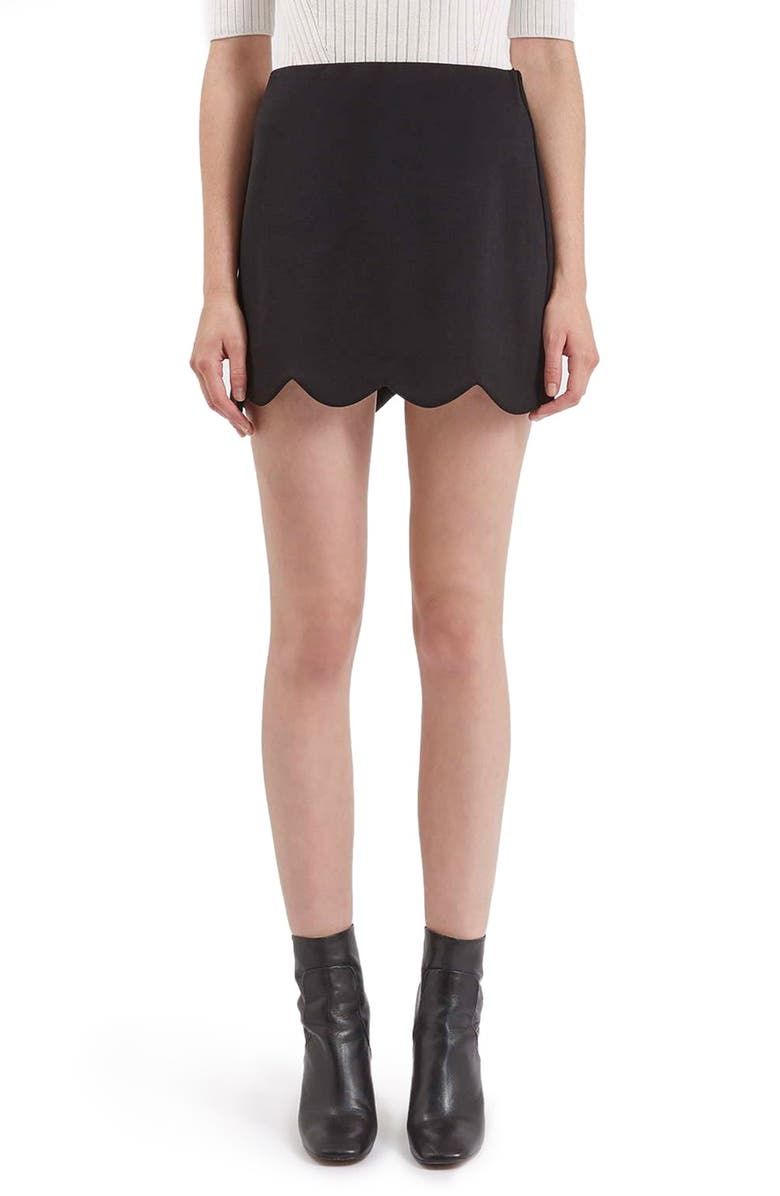 Topshop Scallop Hem Miniskirt, Main, color, 