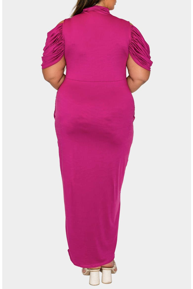 Seraphina Cold Shoulder Ruched Maxi Dress, Alternate, color, MAGENTA