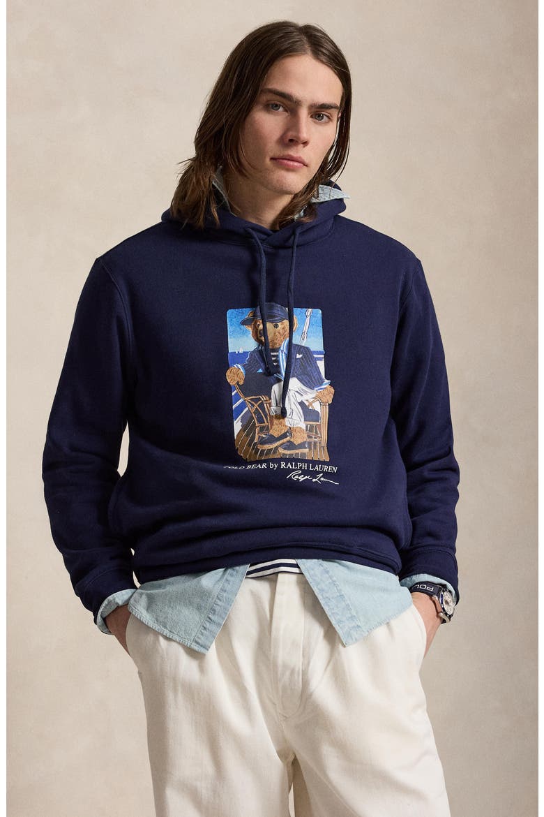 Polo Bear Cotton Fleece Hoodie, Alternate, color, NEWPORT BEAR- NEWPORT NAVY