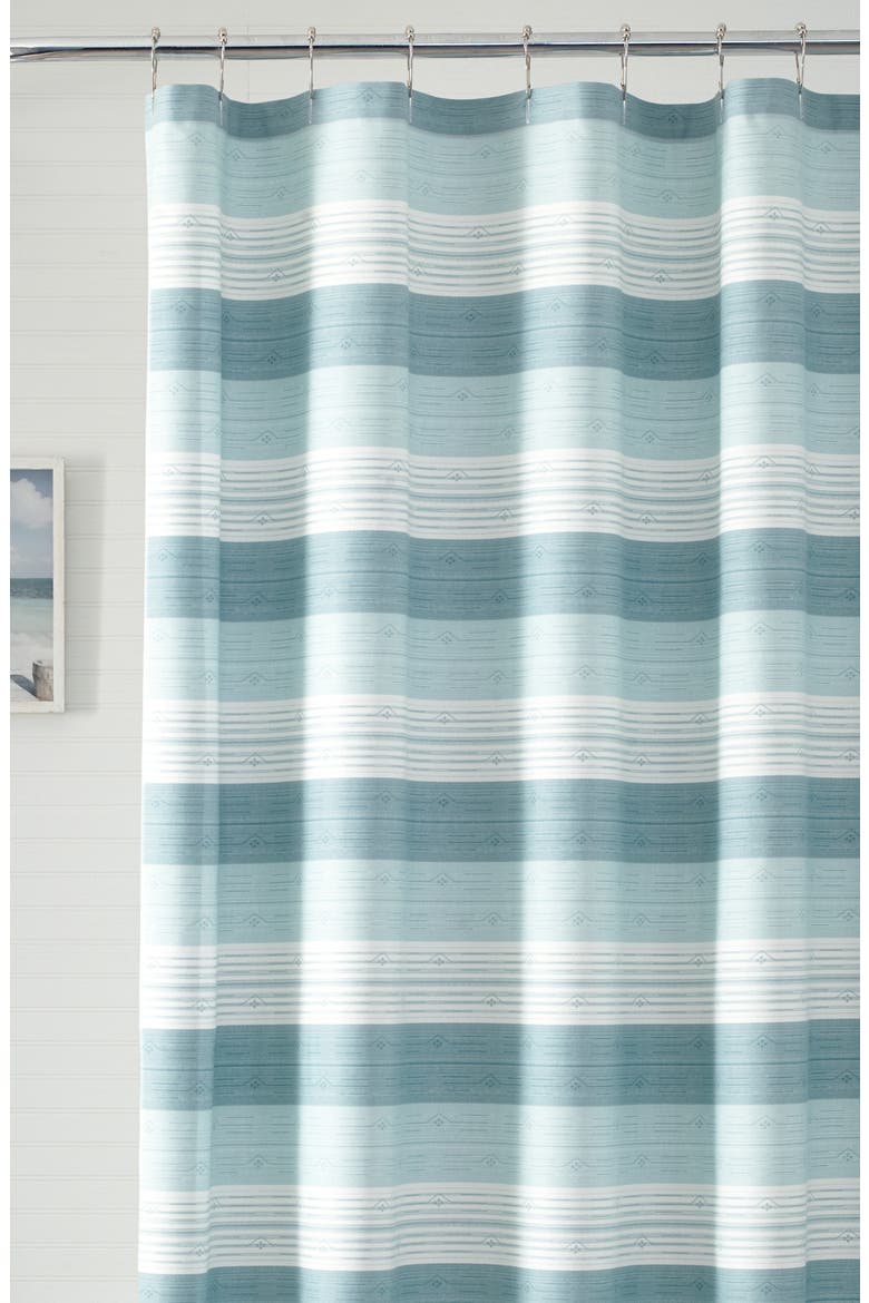 Hula Beach Shower Curtain, Alternate, color, TRANQUIL BLUE