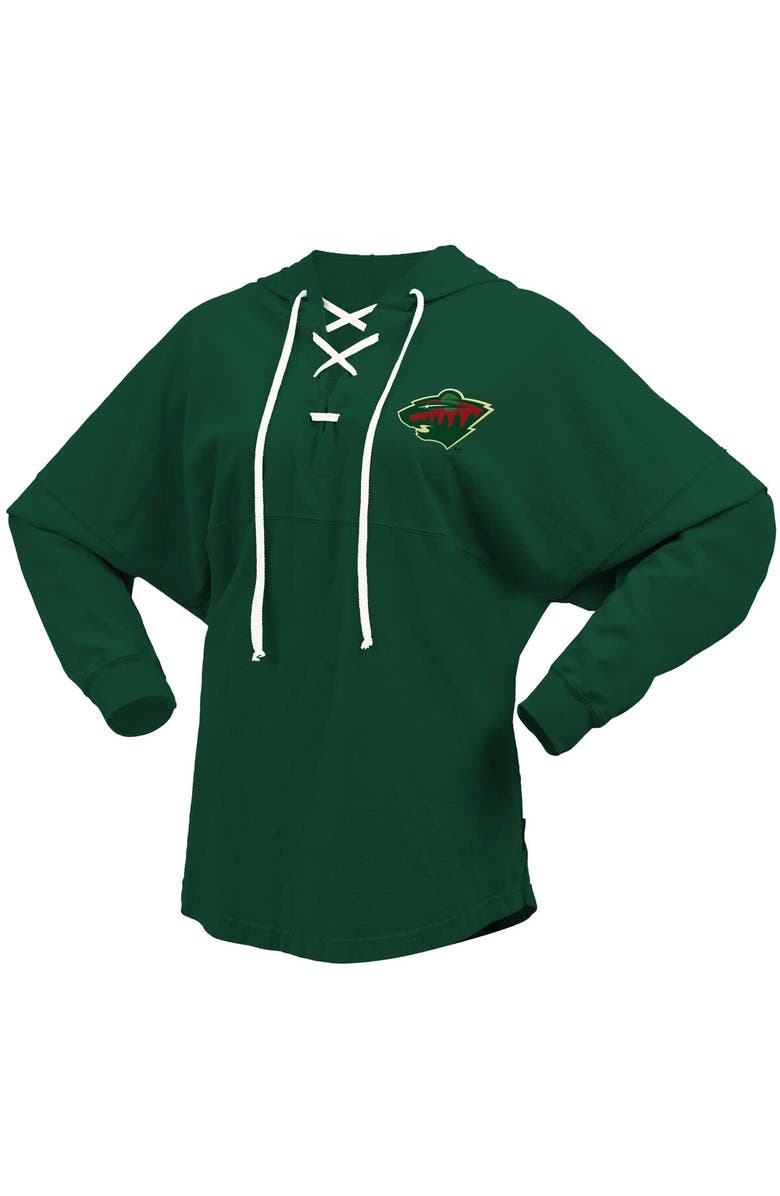 FANATICS Women's Fanatics Branded Green Minnesota Wild Jersey Lace-Up V-Neck Long Sleeve Hoodie T-Shirt, Alternate, color, Green