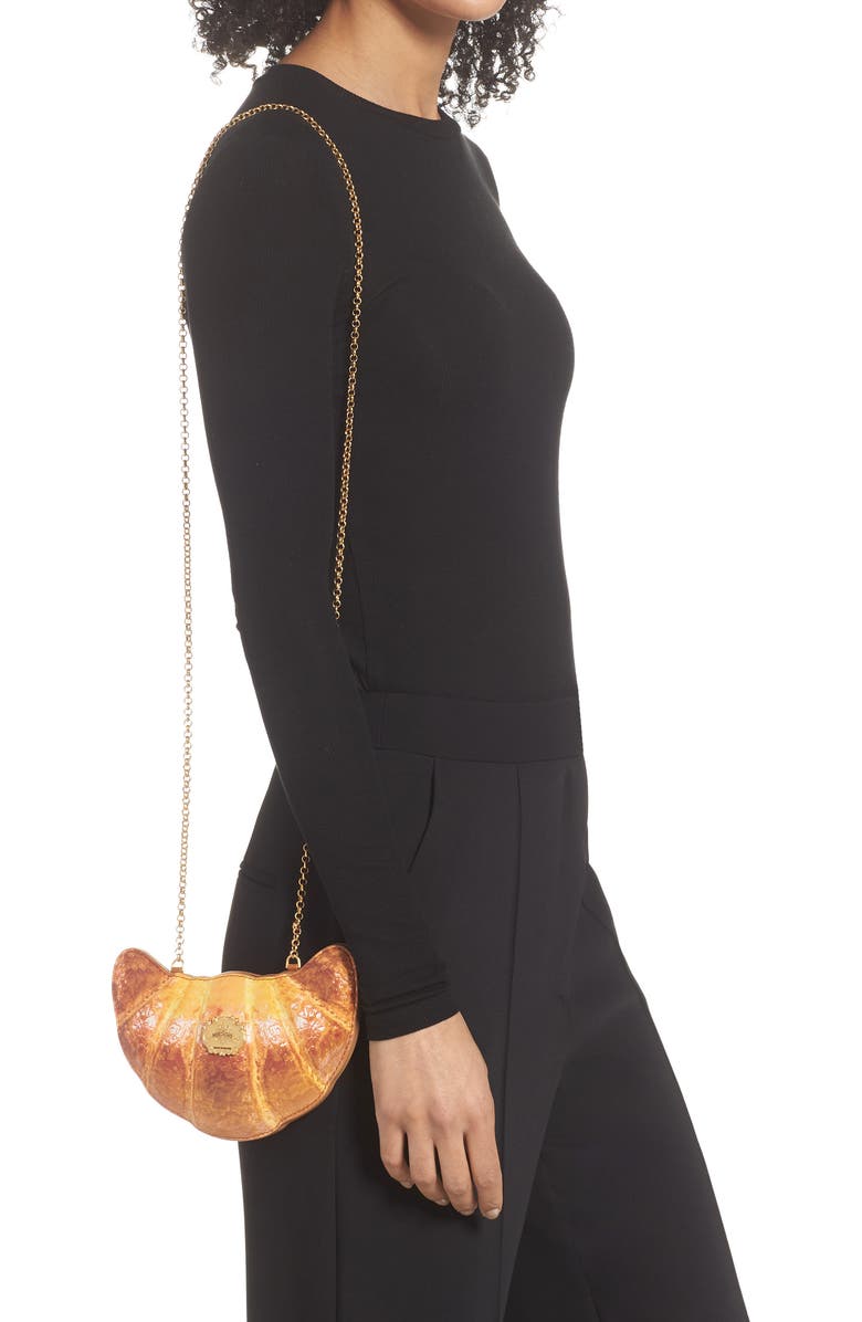 Moschino Croissant Leather Crossbody Bag, Alternate, color,