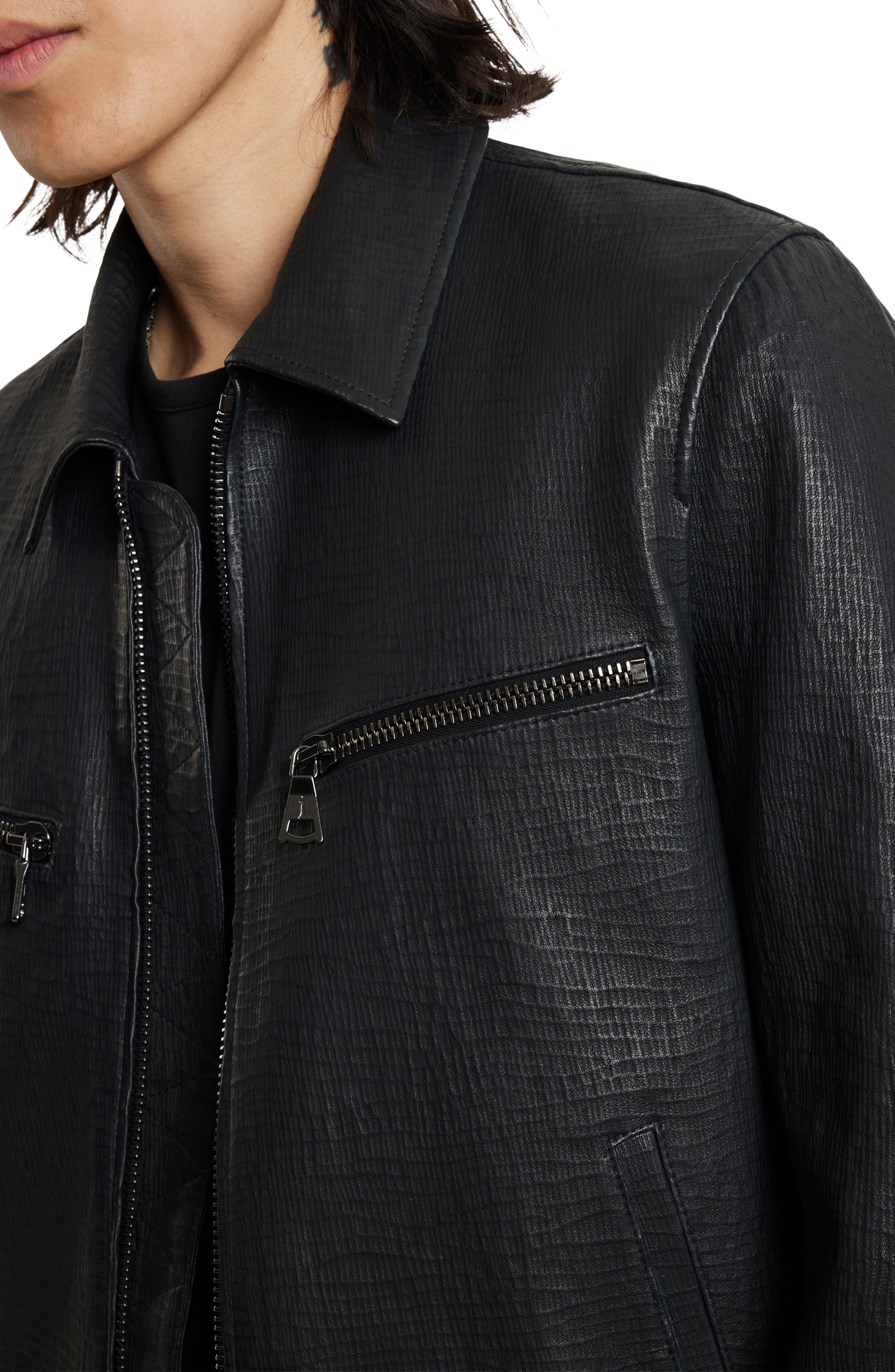 John Varvatos Tilden Embossed Leather Jacket Nordstrom