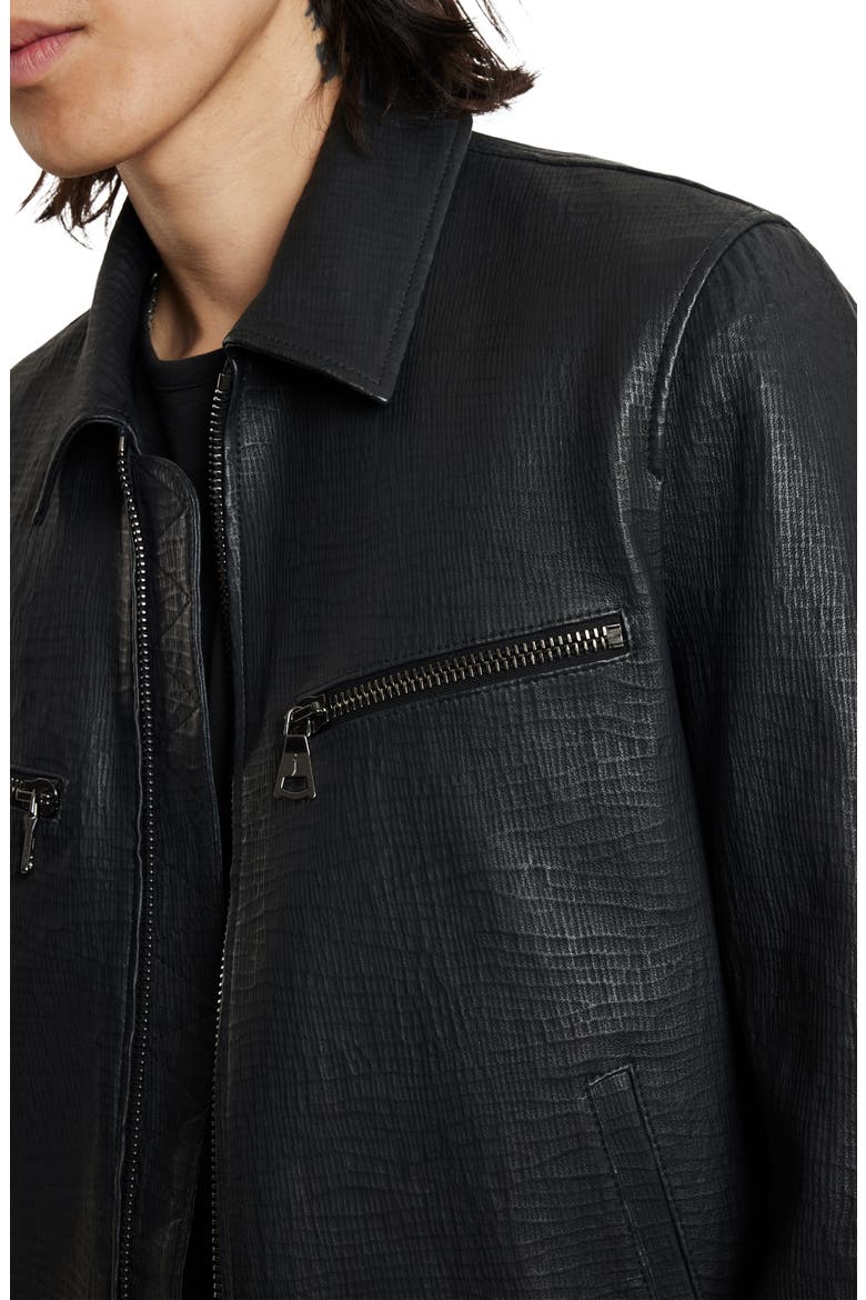 Tilden Embossed Leather Jacket, Alternate, color, STEEL GREY