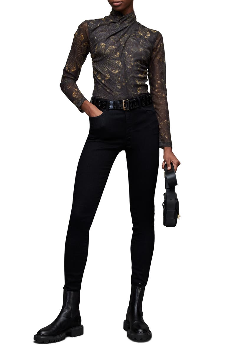 AllSaints Tia Gloria Long Sleeve Mesh Top, Alternate, color, 