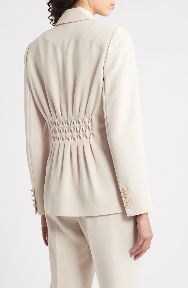 Elie Tahari The Ashton Ruched Back One-Button Blazer, Alternate, color, Gold Straw