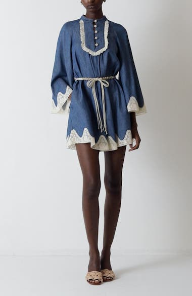 floral tapestry lace up mini dress Multicolor Floral Tapestry Jacquard Mini Shift Dress