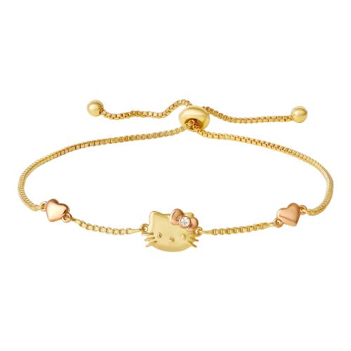Hello Kitty Pink Heart Adjustable Lariat Bracelet In Gold