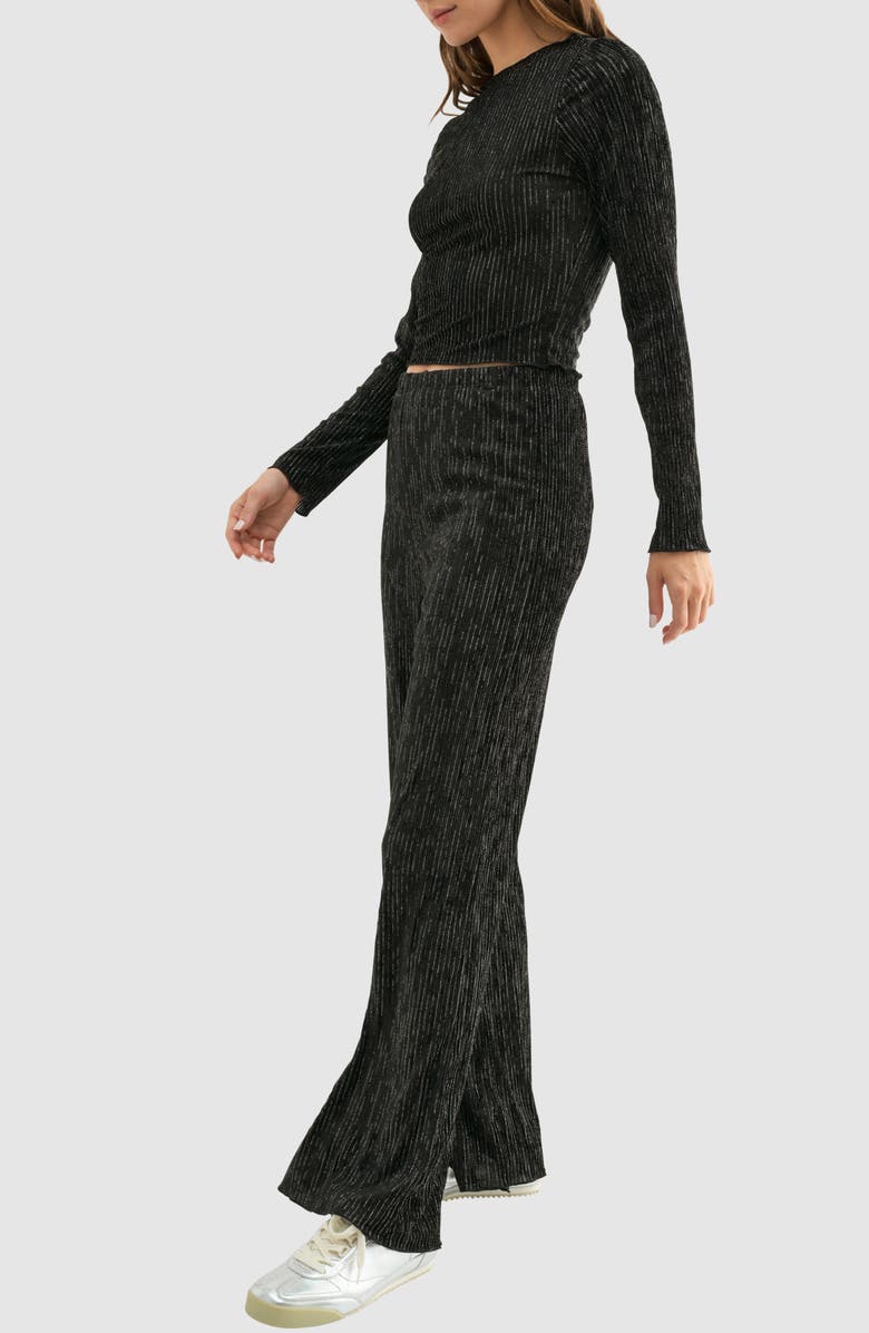 Lush Stripe Wide Leg Pants, Alternate, color, Black