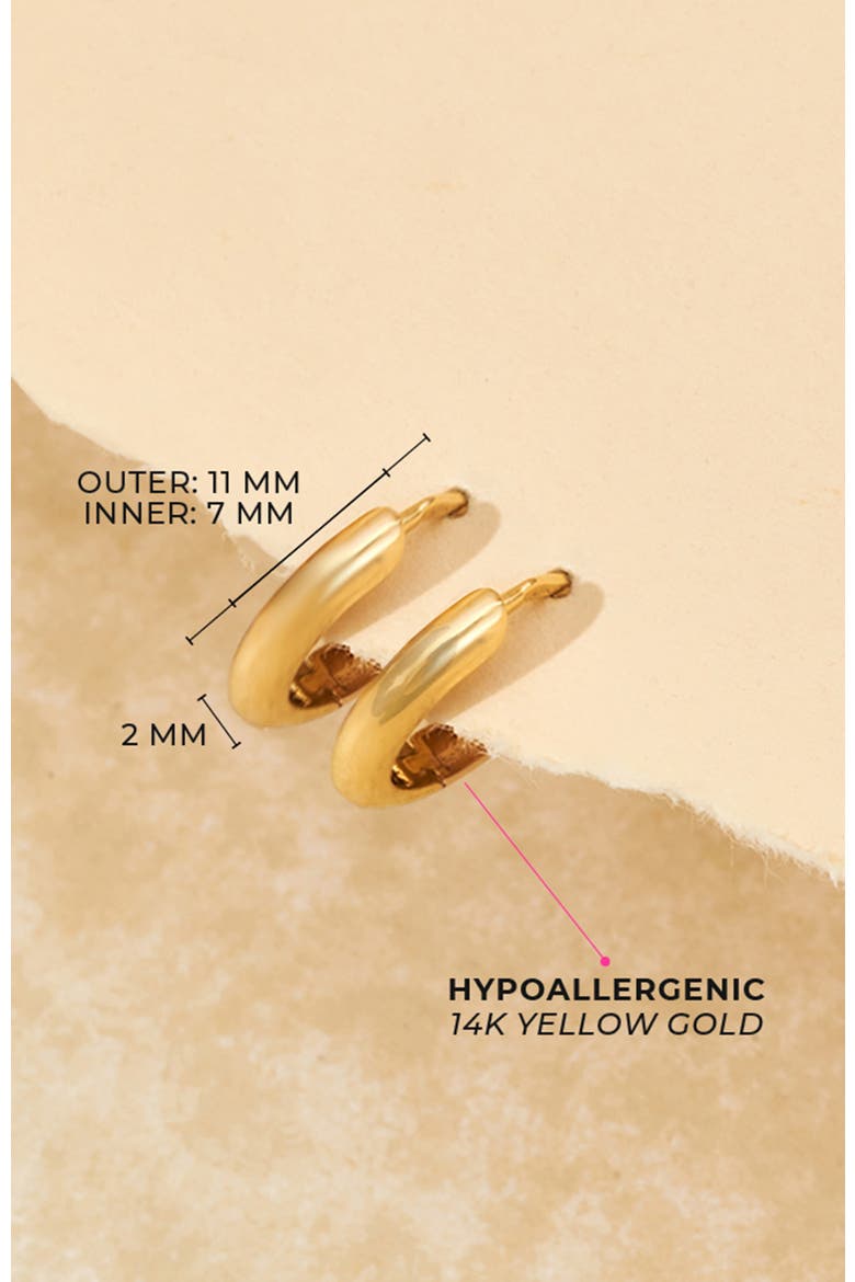 14k Thick Polished Hoops, Alternate, color, Gold