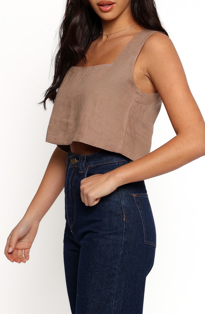 Petal & Pup Devlin Linen Crop Tank, Alternate, color, Mocha