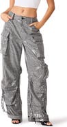 Steve Madden Duo Plaid Sequin Cargo Pants