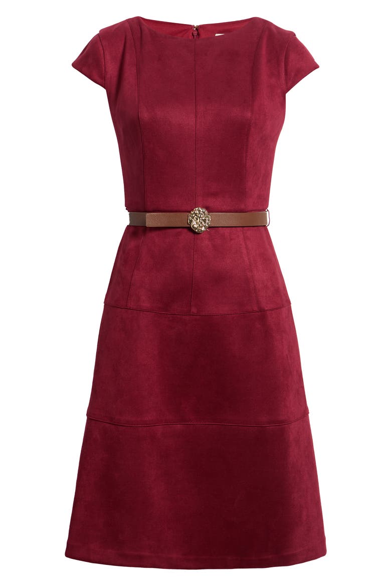 Heritage Sueded Scuba Knit Dress, Alternate, color, NEW BURGANDY