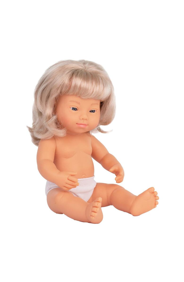 Miniland Doll with Down Syndrome - Blonde Girl 15", Main, color, White