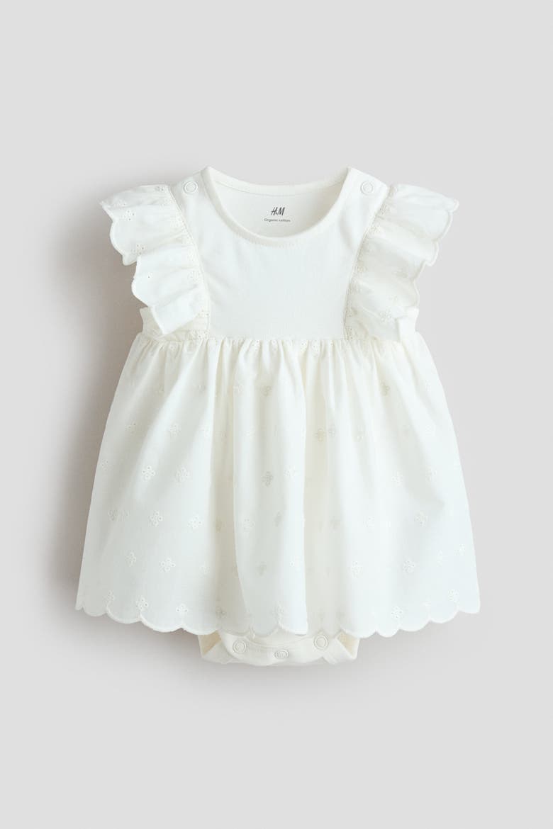 Frill-trimmed Bodysuit Dress, Alternate, color, White