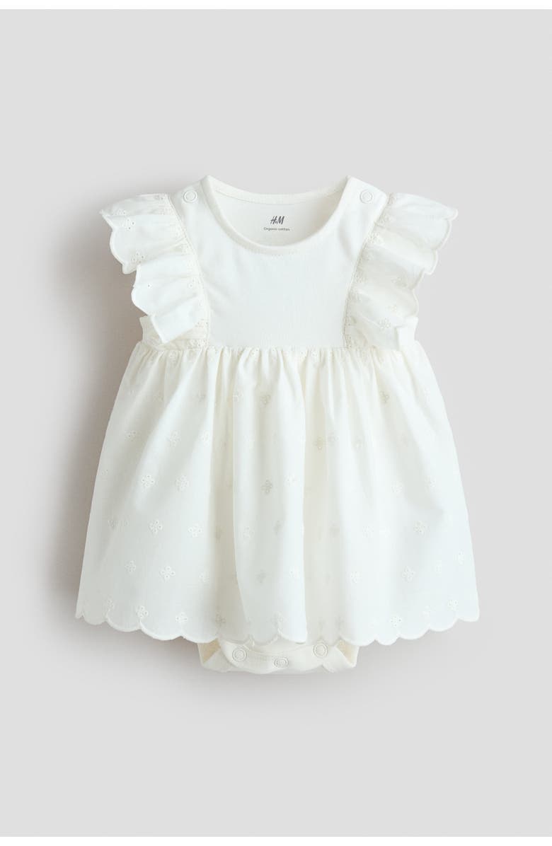 H&M Ruffle-trimmed bodysuit dress, Alternate, color, White