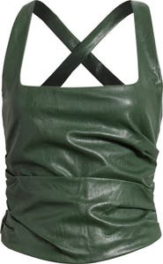 Mistress Rocks Gathered Faux Leather Tank