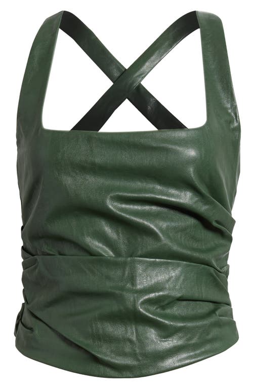 Shop Mistress Rocks Gathered Faux Leather Tank In Evergreen