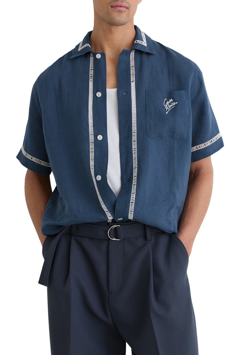 Yamal Linen Camp Shirt, Main, color, BLUE