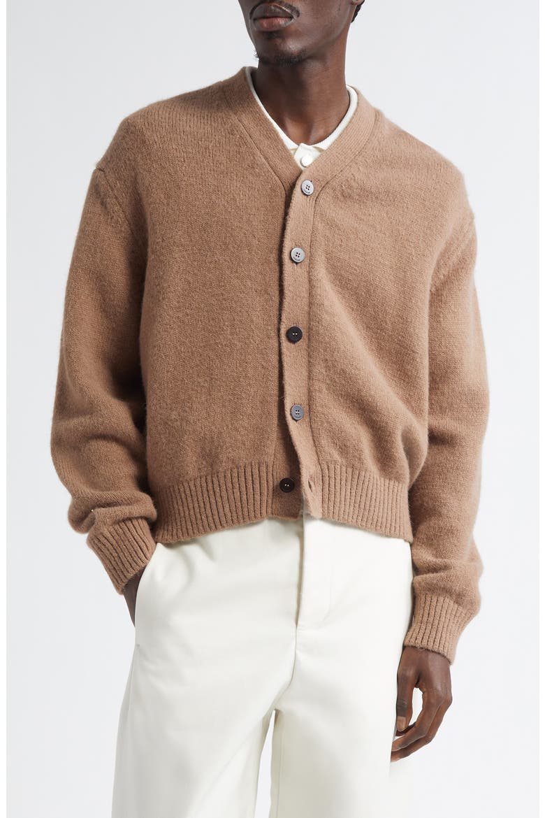 Le Jacquemus Signature Alpaca Blend Cardigan, Main, color, LIGHT BROWN