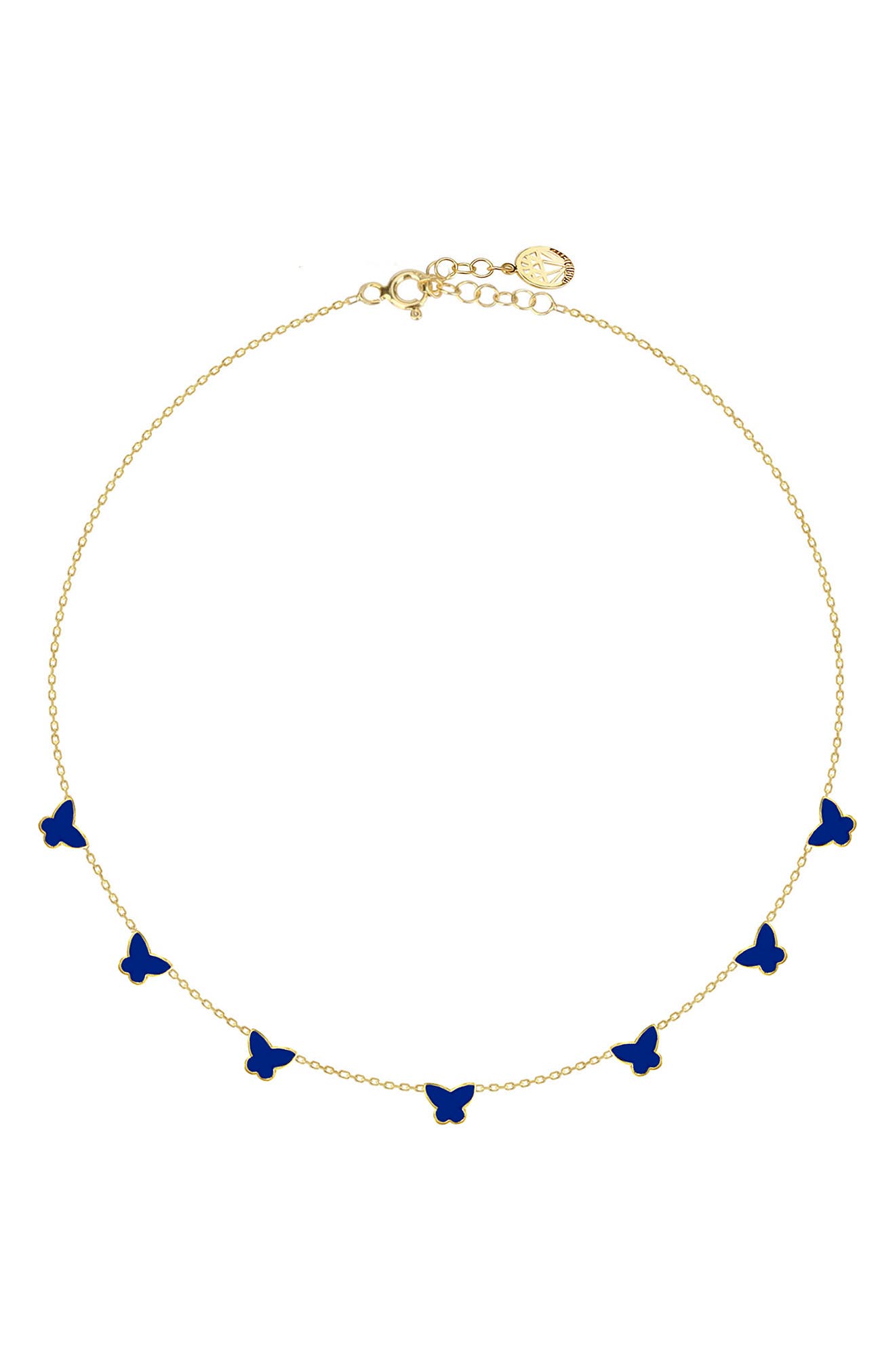 GABI RIELLE 14K Gold Plate Sterling Silver Butterfly Enamel Choker Necklace