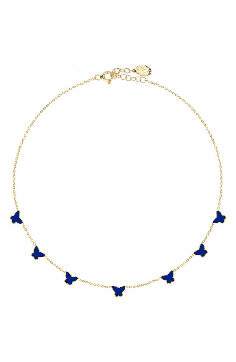 GABI RIELLE 14K Gold Plate Sterling Silver Butterfly Enamel Choker Necklace, Main, color, Gold