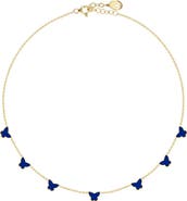 GABI RIELLE 14K Gold Plate Sterling Silver Butterfly Enamel Choker Necklace