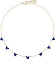 GABI RIELLE 14K Gold Plate Sterling Silver Butterfly Enamel Choker Necklace