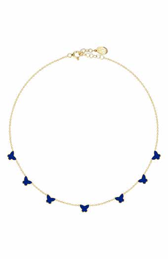 GABI RIELLE 14K Gold Plate Sterling Silver Butterfly Enamel Choker Necklace