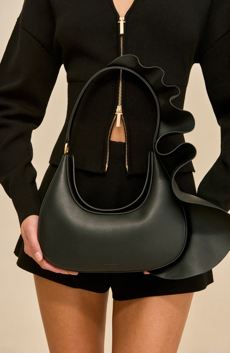 Cult Gaia Zoella Leather Shoulder Bag, Alternate, color, Black