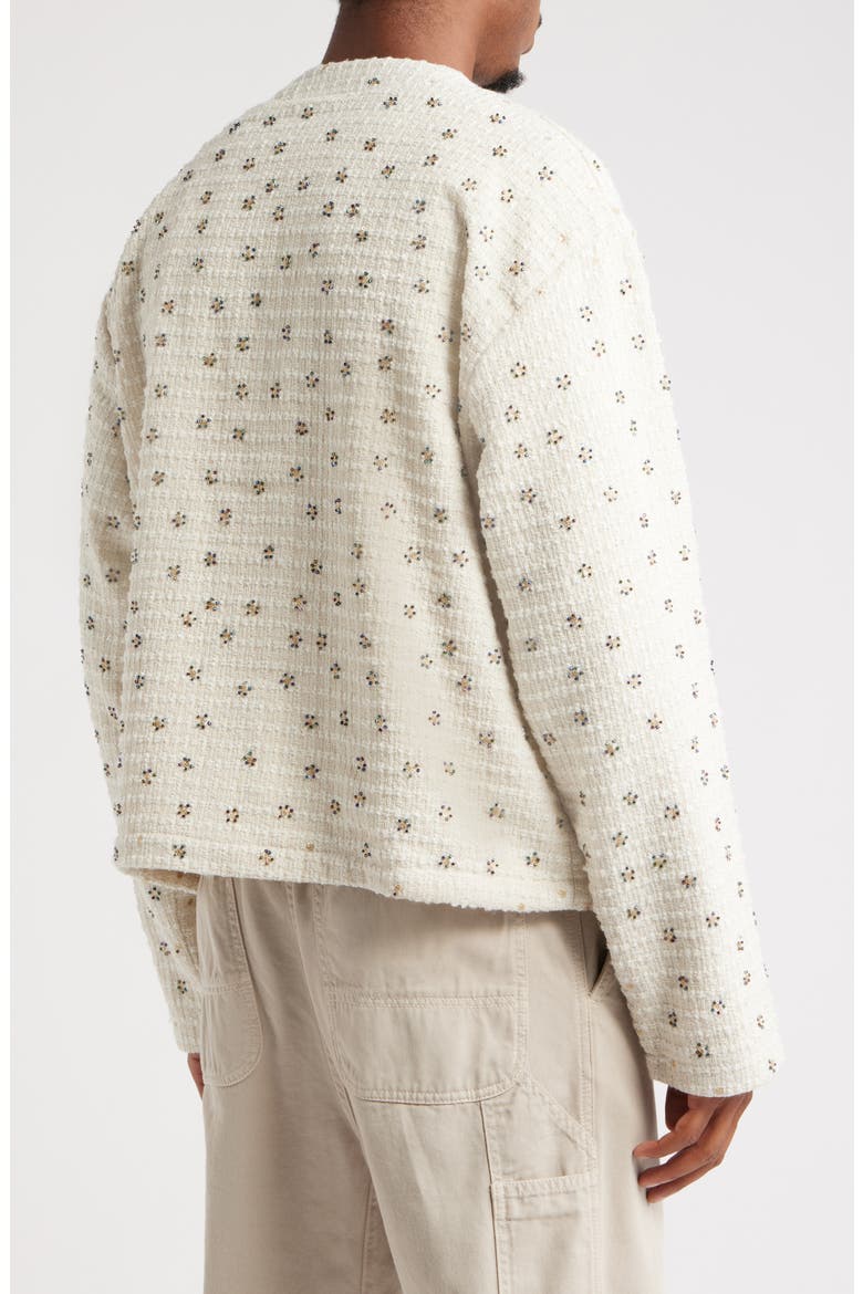 Oversize Beaded Cardigan, Alternate, color, WHITE