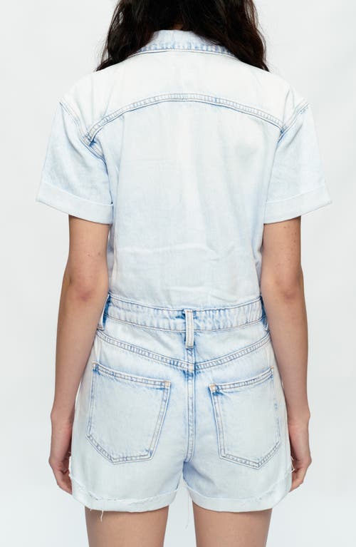 Bayeas Grace Distressed Denim Romper In Blue